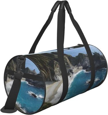 Спортивна сумка, дорожня сумка, пляжна сумка з принтом Водоспад, сумка на нічліг, чорна, універсальний розмір