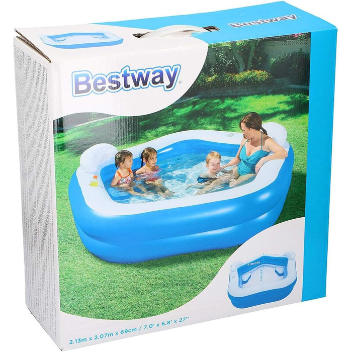 Сімейний басейн Bestway Fun, синій, 213 x 207 x 69 см, 575 л, 54153-05