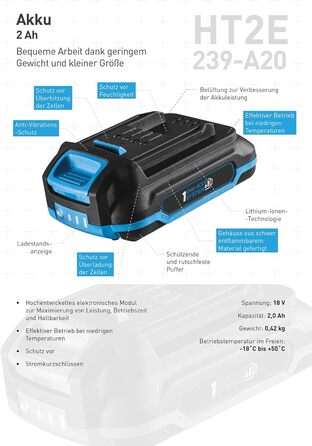 Акумуляторний перфоратор 18V безщітковий, енергія удару 2,0 Дж, патрон SDS, 4600 ударів/хв, функція довбання, LED-підсвічування, без акумулятора, ідеально підходить для бетону, дерева та металу PROMO Акумуляторний набір 2,0 Аг Безщітковий перфоратор, акум