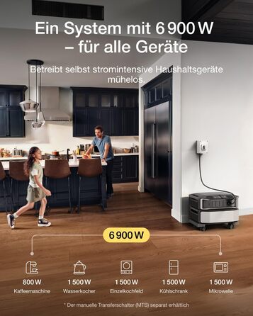 Портативна електростанція EcoFlow DELTA Pro Ultra 6144 Втгод, 0 ПДВ, мікроінвертор WiFi Stream 800 Вт, вихідна потужність змінного струму 6900 Вт, можливість розширення до 30 кВтгод, акумулятор LFP, сонячний генератор для аварійних ситуацій удома та для а