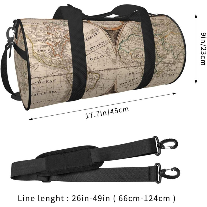 Дорожня сумка з картою стародавнього світу, спортивна сумка для фітнесу, велика сумка для подорожей, сумка на нічліг та на вихідні для чоловіків та жінок