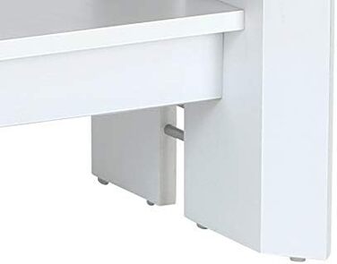 Функціональний журнальний столик Dario, глянцеве біле лакування, розсувний 110-180 см, регульована висота 50-60 см, полиця, ручний механізм