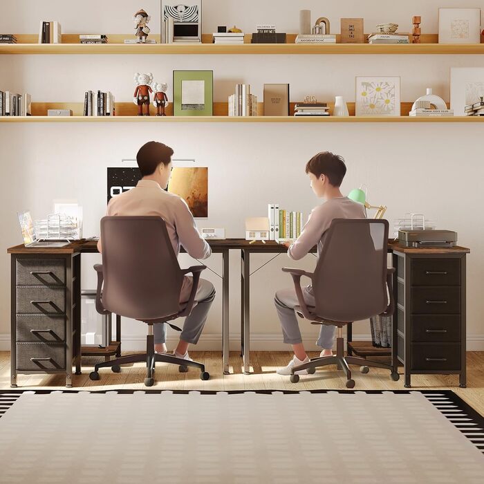 Кутовий письмовий стіл Coleshome, 100 x 70 см, метал / дерево, вінтажний коричневий