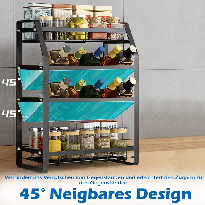 Стійка для спецій 4 рівні металевої полиці кухонний органайзер стояча підставка для спецій кухонна полиця для зберігання спецій для більшості банок для спецій типу B