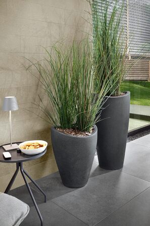 Шойріх Хвильова Куля Висока, висока ємність із пластику, чорний граніт, діаметр 29,8 см, висота 40 см, об&39єм 6 л. Чорний граніт Ø 29,5 см, висота 40 см Хвильова Куля Висока