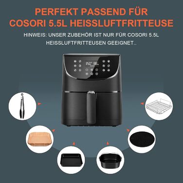 Аксесуар для фритюрниці з гарячим повітрям підходить лише для фритюрниць COSORI 5.5 л, xxl 5.5 літрів квадратних xl з гарячим повітрям