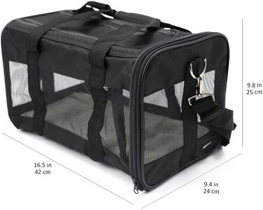 Переноска для собак Storeo Basics AMZSC-002 з м&39якими стінками, середня, чорна, 42 Д x 24 Ш x 25 В см