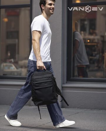 Розширюваний ручний багаж для літаків Eurowings, Ryanair, EasyJet, Wizz Air 40x30x20-40x30x25 см (24-30 л), рюкзак під сидіння з відділенням для ноутбука 15,6, чорний