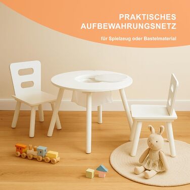 Дитячий комплект сидіння Relaxdays, дитячий стіл з 2 стільцями, з місцем для зберігання, для хлопчиків та дівчаток, дитячий куточок для сидіння, МДФ, білий