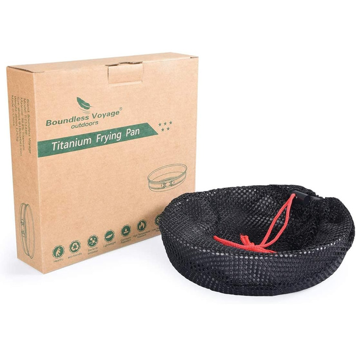 Безмежна подорож Титанова сковорода зі складною ручкою Ультралегка кемпінгова сковорода для пікніка Посуд Титанова сковорода Ti151