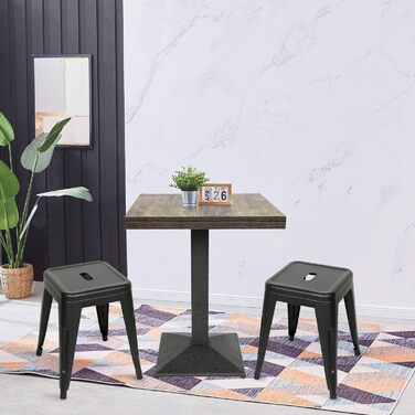 Кухонний стіл 60x60x75 см, Невеликий квадратний обідній стіл з дерева та металу, барний стіл, стіл-стіл, стіл-бістро для кухні, вітальні, балкону, їдальні або кафе (WX182)