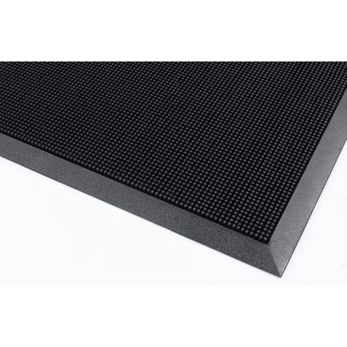 Гумовий килимок для дверей зі скошеним краєм Килимок для дверей для приміщень та вулиці, Чорний гумовий килимок для бруду з шипами, Нековзний, Всепогодний килимок для дверей, Плоский килимок для дверей (60 x 100 см)