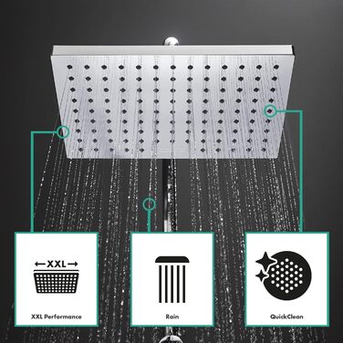 Душова система hansgrohe Vernis Shape з термостатом, економною лійкою (EcoSmart) 230 x 170 мм, ручною лійкою, шлангом та штангою, хром, 26097000