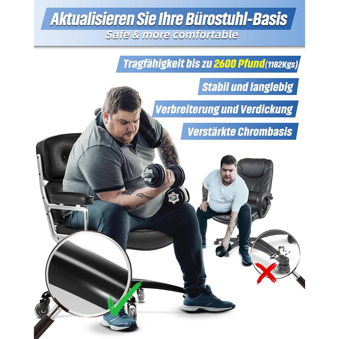 Основа офісного крісла Sytopia, 70 см, міцна металева поворотна основа, вантажопідйомність до 200 кг, універсальна для роликів 11 мм x 22 мм та газової пружини 50 мм, міцна, матово-чорна