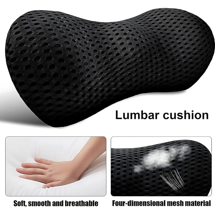 Поперекова опорна подушка, поперекова опорна подушка з піни з ефектом пам&39яті для сну, 46x23x11 см, подушка для болю в спині для ліжка/крісла/автокрісла/офісного крісла, для полегшення болю в попереку, темно-сіра