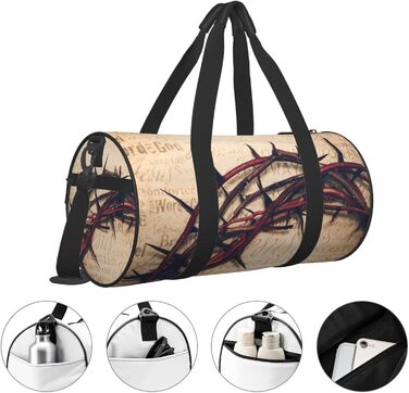 Дорожня сумка зі зміїної шкіри, кругла, великої місткості, легка та міцна, ідеальний подарунок для походів, відпустки, ділових поїздок та іншого, з орнаментом Корона терня, універсальний розмір