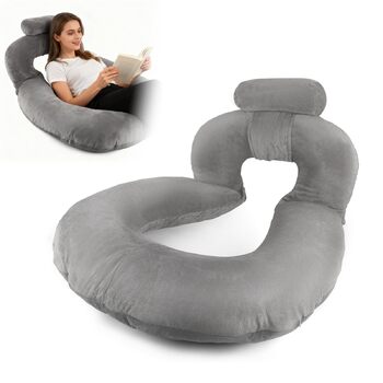 Подушка для читання, U-подібна подушка для спини з подушкою для шиї, сіра ігрова подушка, подушка для читання, гри, роботи, відпочинку