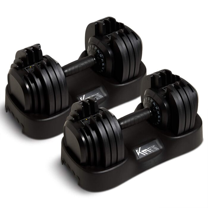 Регульовані розбірні гантелі KM-Fit 12,5-25 кг Чавун Набір 2 шт. для домашнього залу, 25 кг