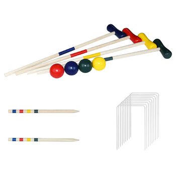Набір для крокету Froadp з соснової деревини, гра в крокет для дорослих, дерев&39яна гра в крокет, гра в крикет, дерев&39яна іграшка для 4 гравців, гра для саду або на свіжому повітрі