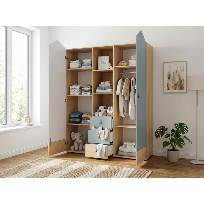 Шафа-купе з двома дверима та плавним закриттям/демпфіруванням дверей, колір дуба Нагано, висока якість