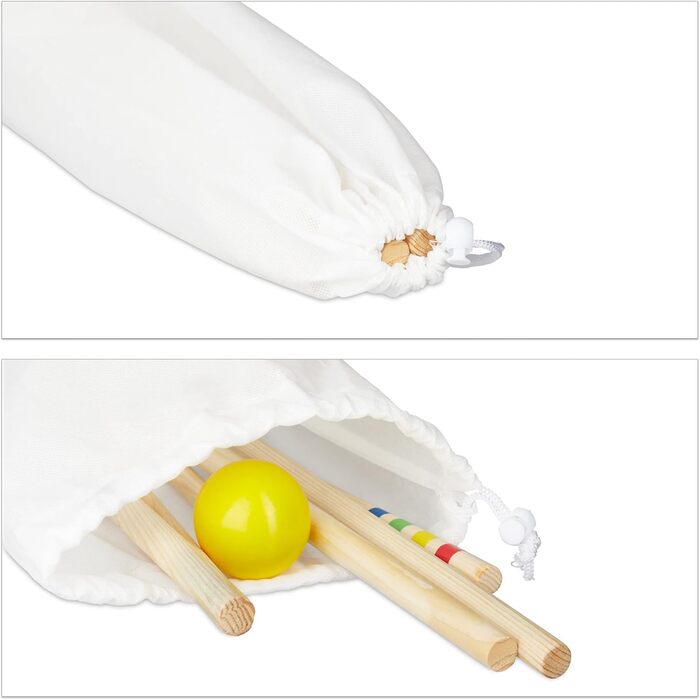 Набір для крокету Relaxdays, 4 гравці, діти та дорослі, повний комплект із сумкою, дерев&39яний набір для крокету, молотки, різнокольоровий