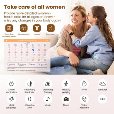 Жіночий смарт-годинник із функцією телефону, круглий смарт-годинник 1,39 дюйма з SpO2, 24-годинним монітором серцевого ритму, монітором артеріального тиску, монітором сну, фітнес-трекером із понад 120 спортивними режимами та крокоміром для iOS та Android 