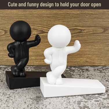 Симпатичний дверний обмежувач, 2 шт. декоративний обмежувач для дверей, ефективно тримає двері відчиненими, чорно-білий Білийчорни