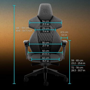 Ігрове крісло noblechairs Dawn TX сірого кольору ергономічне робоче крісло зі складними підлокітниками, синхронним механізмом, оббивкою з повітропроникної тканини, поперековою опорою, універсальними колесами, гранітним покриттям