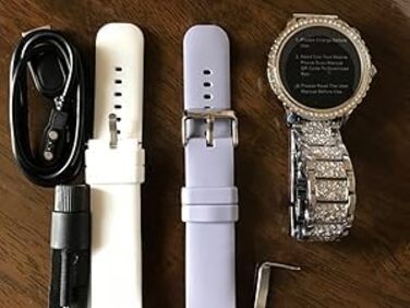 Жіночий смарт-годинник із функцією телефону Diamond, круглий HD-смарт-годинник 1,32 дюйма, 120 спортивних режимів, IP68 сумісний з Android та iOS, 3 срібних ремінці Diamond