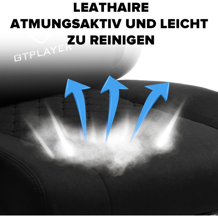 Ігрове крісло GTPLAYER Ергономічне ігрове крісло для столу з тканинною поверхнею, пружинною подушкою сидіння, з&39єднувальними підлокітниками та підставкою для ніг, світло-чорне