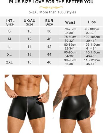 Чоловічі PU-шкіряні боксерки ohyeahlady, еротична білизна, з виступною U-подібною кишенею та блискавкою, чорний, L