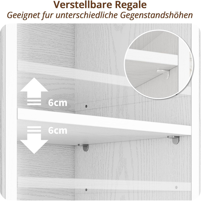 Біла книжкова полиця IRONCK, кубічна полиця з 8 полицями, вузька полиця для вітальні, офісу, спальні, кабінету, 23,6 x 30 x 180 см