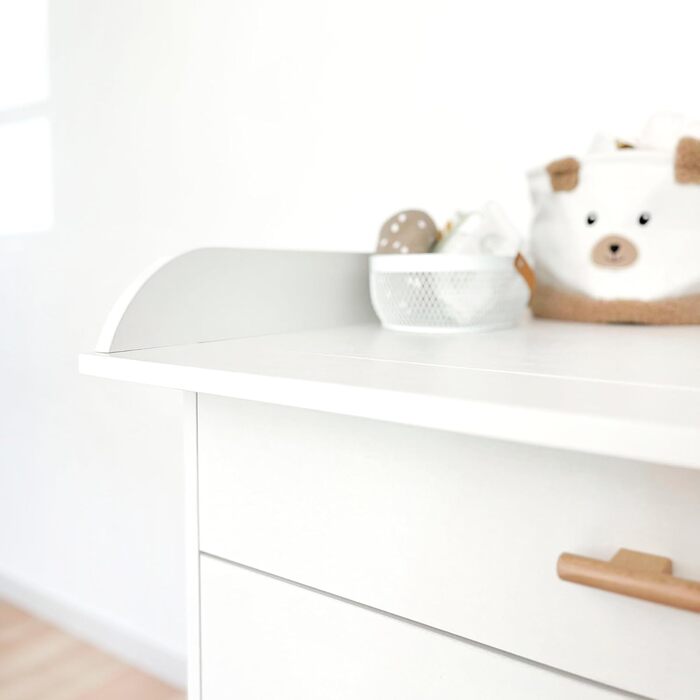 Пеленальний столик ATB ILA - 101 x 85 x 75 см - Повний комплект для дитячої кімнати - Функціональні меблі - Зручний пеленальний столик для немовлят з шухлядами (білий)