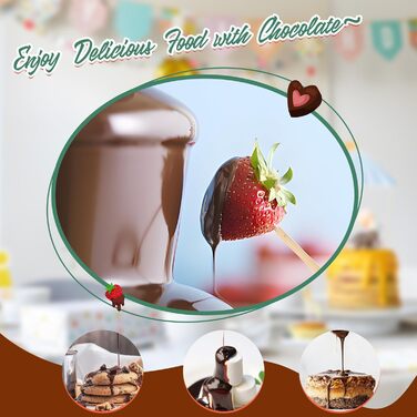 Рівнева міні-машина для шоколадного фонтану Huanyu Huanyu 10 бамбукових шампурів знімний лоток 450 г шоколадного фондю Фонтан для вечірки День народження Весілля Шоколад Сир Начо Соус барбекю Лікери (червоний), 3-