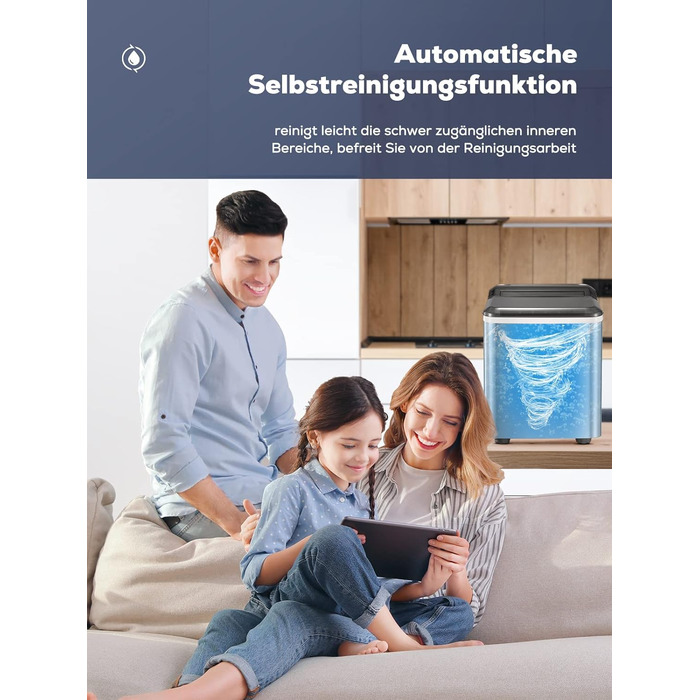 Машина для льоду з нержавіючої сталі з 2 розмірами кубиків льоду, 14 кг 24 шт. , самоочищення, 9 кубиків льоду за 6 хвилин, LED-дисплей, резервуар для води 2 л, льодогенератор із черпаком для льоду та кошиком, льодогенератор NORTHCLAN