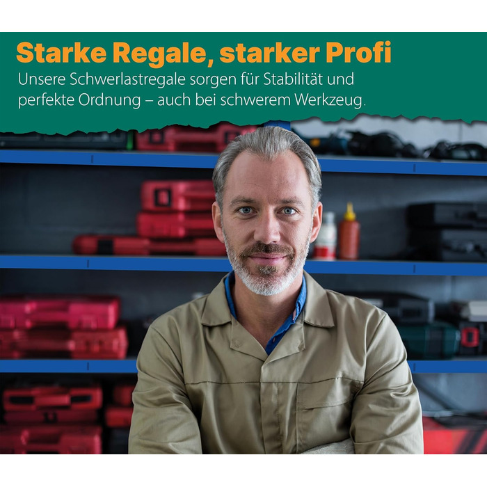 Міцний стелаж 180 x 150 x 60 см, вантажопідйомність 1000 кг, стелаж для зберігання, підвищена міцність сталі, металевий стелаж, стійкий до цвілі, стелаж для підвалу, стелаж без болтів, стелаж для майстерні (150 см з інструментами)