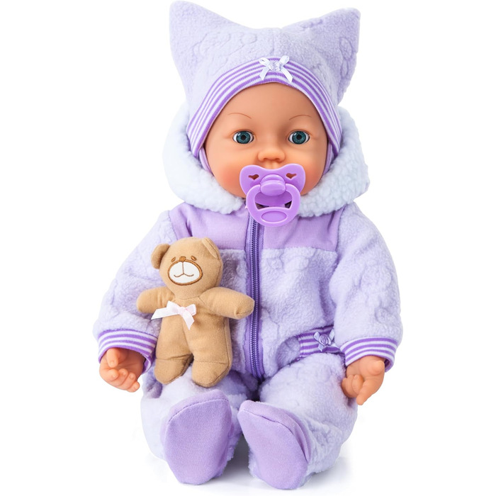 Функціональна лялька, інтерактивна лялька Piccolina Magic Eyes, рухає ротом, моргає та закриває очі, говорить, фіолетова, 46см, 94