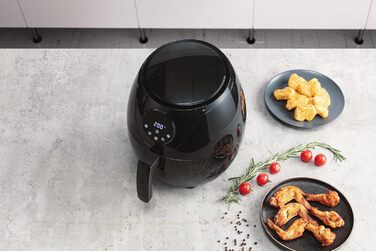 Аерофритюрниця 3 л - 3 в 1 Аерофритюрниця XL - Фритюрниця без олії - Фритюрниця з цифровим світлодіодним сенсорним екраном і 6 програмами - середня 1200 Вт