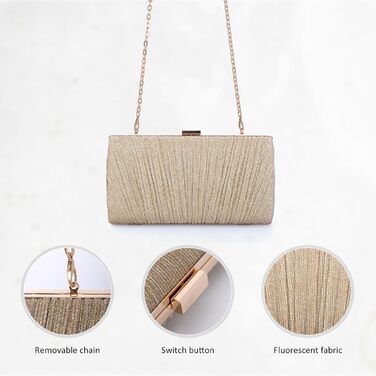Золотий клатч для вечірок та свят жіноча сумочка з плісе та ланцюжком