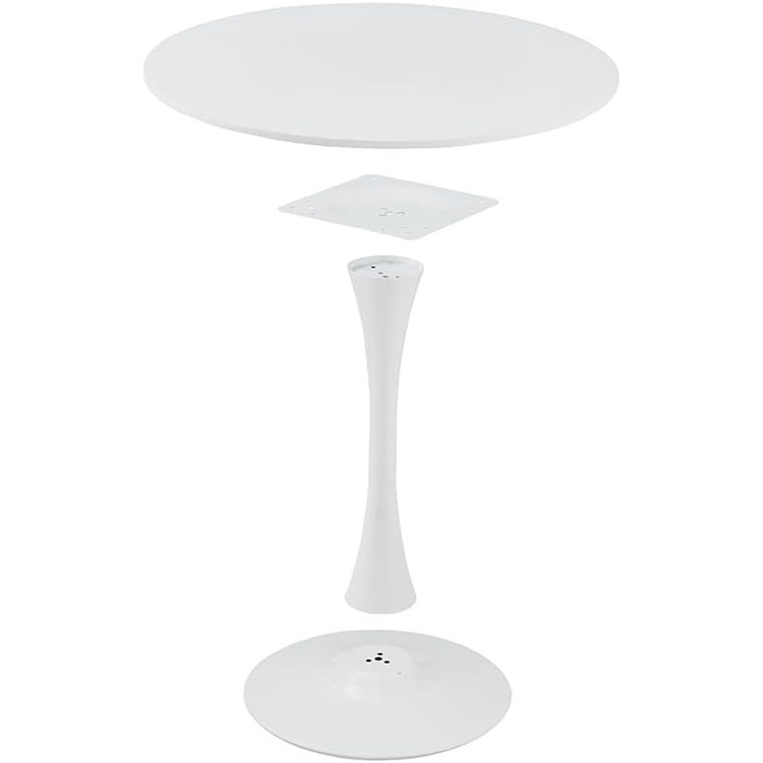 Сучасний круглий білий стіл, простий обідній стіл для відпочинку, скандинавський журнальний столик, столик для молочного чаю, стіл для переговорів, стиль тюльпан, балконний столик, невеликий круглий столик та стільці (розмір 70 см, колір білий)