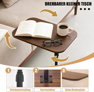 С-подібний бічний столик, регульований по висоті, обертається на 360, невеликий бічний столик, диван, ліжко, ванна кімната, кабінет, підставка під телевізор, С-подібний бічний столик, підноси з їжею та закусками