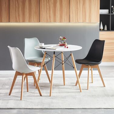 Невеликий обідній стіл HJ WeDoo, круглий обідній стіл, кухонний стіл 80x80x74 см, обідній стіл для кухні, їдальні, вітальні та офісу, білий