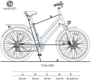 Електронний велосипед smartEC Trek-28D жіночий трекінговий 250 Вт двигун заднє колесо Li-Ion акумулятор 36V/13Ah електричний велосипед 28 дюймів дальність ходу 90 км до 25 км/год трекінговий міський синій