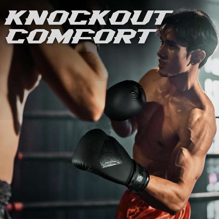 Боксерські рукавички EVO Fitness з обгортками для чоловіків та жінок, зі шкіряним Pro Gel для муай-тай, ММА, кікбоксингу, спарингу, тренувань, боксерських рукавичок, бойових мистецтв, боксерських рукавичок, боксерського мішка, 12 унцій, чорного кольору