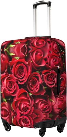 Чохол для валізи Червона троянда з принтом, еластичний захист від подряпин та пилу, чорний, розмір 90