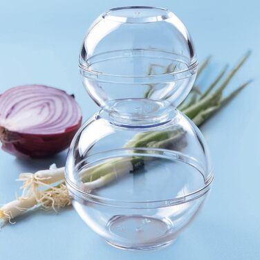 Контейнер для зберігання цибулі з 4 предметів, кульки для зберігання продуктів, що штабелюються, для часнику та цибулі, зберігання в холодильнику, діаметр 7 та 9 см, прозорий, для всього, що має сильний запах