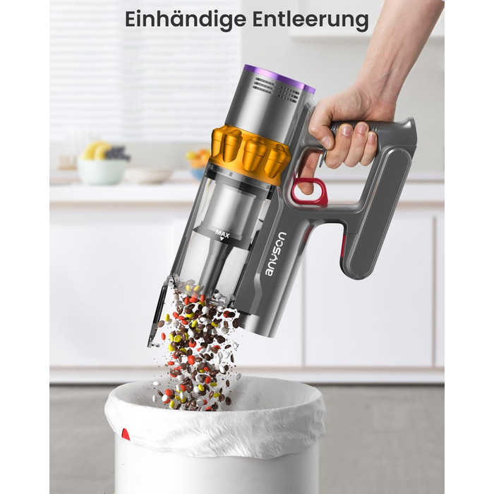 Акумуляторний пилосос Anyson 45000Pa/550W/70Min, 1.6 л акумуляторний пилосос супер тихий, акумуляторний пилосос самозаряджається з