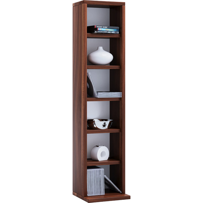 Дерев&39яна полиця VCM Компактна шафа для компакт-дисків на 102 компакт-диски або 36 DVD-дисків Розміри В 92 x Ш 21 x Г 20 см Елегантна полиця для DVD Полиця для Blu-ray Полиця для CD - горіх Elementa Core