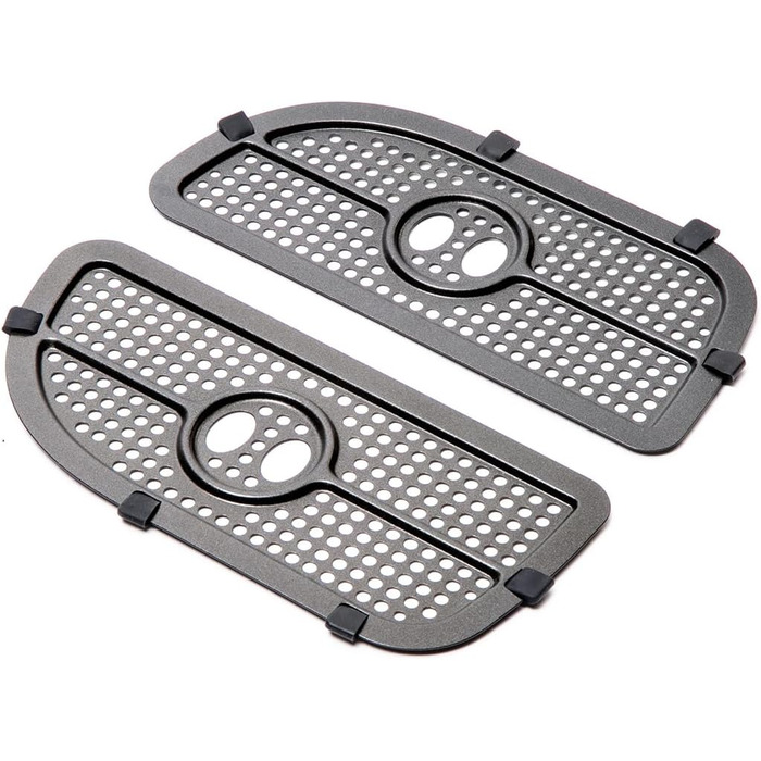 Двокамерна фритюрниця Russell Hobbs 2 відділення кожне 4,25 л, можна використовувати лише окремо, загальний об'єм 8,5 л Технологія швидкої фритюрниці (8 програм, можна мити в посудомийній машині, сенсорний екран) Аерофритюрниця 27290-56S