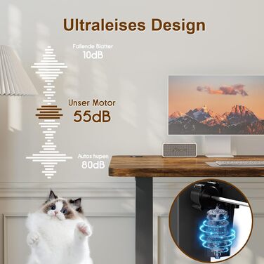 Електричний стіл з регульованою висотою та USB-портом для зарядки, стіл з регульованою висотою, ергономічний стіл для роботи сидячи та стоячи 120 x 60 см, коричневий